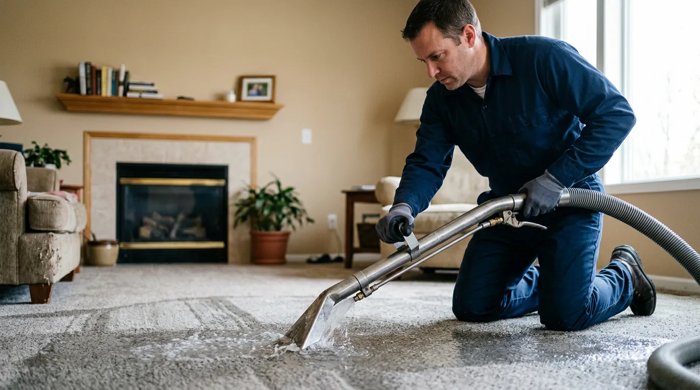 Water damage restoration technician working near Ceres, NY